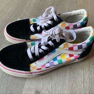 VANS Old Skool Checkered Floral Skate Shoes Youth 3